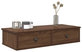 Falipolc fiókokkal barna tölgy 80x31x17 cm műszaki fa