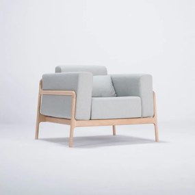 Fawn tölgyfa fotel kékesszürke szövet ülőrésszel - Gazzda