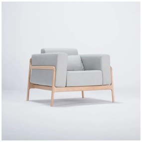 Fawn tölgyfa fotel kékesszürke szövet ülőrésszel - Gazzda