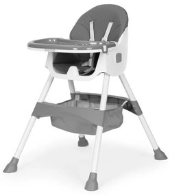 Gyerek etetőszék tálcával és kosárral 5 pontos biztonsági övvel szürke
