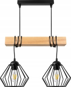 Mennyezeti Lámpa Led Túlnyúló Gerenda Fa Loft Drót Fekete 2xE27