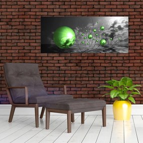 Zöld absztrakt gömbök képe (120x50 cm)