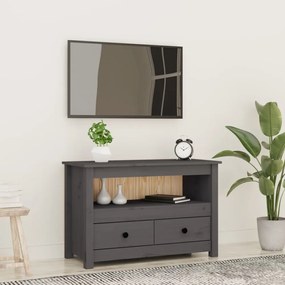 szürke tömör fenyőfa TV-szekrény 79 x 35 x 52 cm