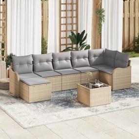 8 darabos kerti kanapé szett párnákkal fekete poly rattan, 2 személyes kerti kanapé párnákkal bézs poly rattan