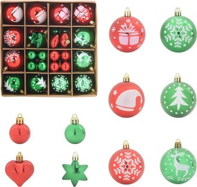 vidaXL Karácsonyi Díszgömb Készlet 40 pcs Piros és zöld Műanyag