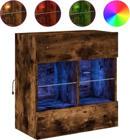 vidaXL füstös tölgy színű fali TV-szekrény LED-ekkel 58,5x30x60,5 cm