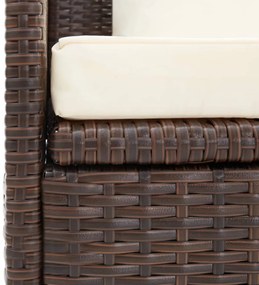 barna polyrattan kerti ágy hát- és ülőpárnákkal
