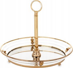 Patera tálca arany fém üveg glamour állvány dekoráció fogantyúval