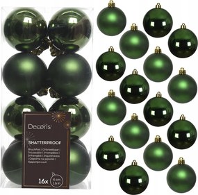 Karácsonyfadísz műanyag Palackos Zöld díszes kerek 4cm 16db