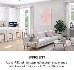 Klarstein Wonderwall Air 96, infravörös hősugárzó, 120 x 81 cm, 960 W, falra szerelhető, távirányító, fehér