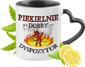 Diszpécsernek Fekete Bögre Szív Alakú Füllel Ajándék