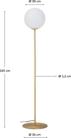 Fehér-aranyszínű állólámpa üveg búrával (magasság 165 cm) Brisia – Kave Home