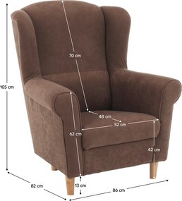 Füles fotel, barna szövet, CHARLOT
