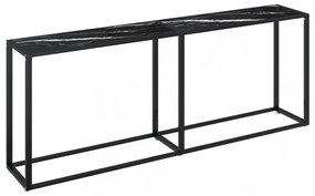 fekete márványszínű edzett üveg tálalóasztal 200 x 35 x 75,5 cm
