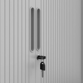 Fém szekrény harmonika ajtókkal DAMIAN, 900 x 1850 x 450 mm, fehér-szürke