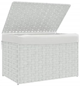 fehér polyrattan szennyeskosár fedéllel 55,5 x 35 x 34 cm