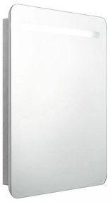 betonszürke LED-es tükrös fürdőszobaszekrény 60 x 11 x 80 cm