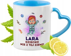 Kék bögre szív alakú füllel Lara számára Ideális Ajándék