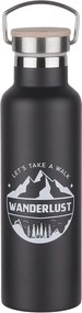 WANDERLUST termosz füllel és bambusz kupakkal, fekete 650ml