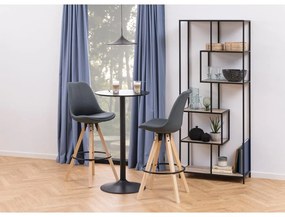 Fekete-natúr színű könyvespolc tölgyfa dekorral 77x185 cm Seaford – Actona