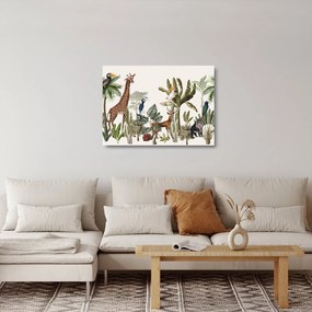 Üveg kép - Állatokkal teli dzsungel (70x50 cm)