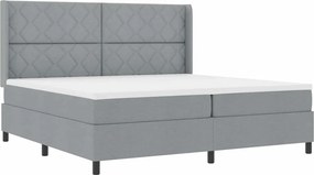 vidaXL LED Box Spring Ágy matracmal Világosszürke 200 x 200 cm szövet