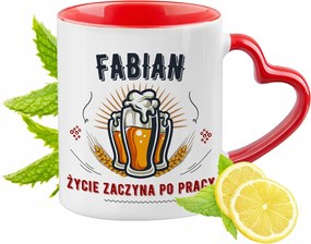 Fábiánnak Piros Bögre Szív Alakú Füllel Ajándék