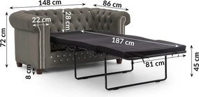 Szürke bársony kinyitható kanapé 148 cm York Blik – Ropez