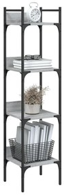 4 szintes szürke sonoma szerelt fa könyvespolc 35x30x138,5 cm