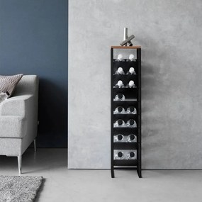 Fekete fém bortartó polcos állvány, palackok száma 16 20x88,5x19 cm Tower – YAMAZAKI