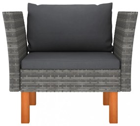 polyrattan és tömör eukaliptuszfa kerti kanapé