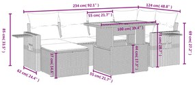 7 részes fekete polyrattan kerti ülőgarnitúra párnával