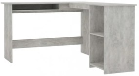 betonszürke szerelt fa L-alakú sarok-íróasztal 120x140x75 cm