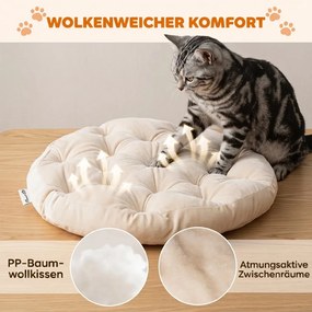 PawHut Rattan macskafekhely, macskabarlang levehető párnával, macskakosár 10 kg-ig, világosbarna