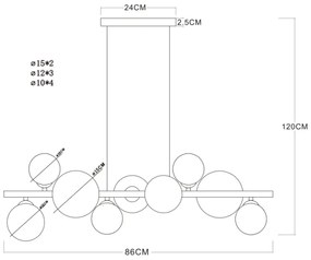 Globo 56135-9H - LED Csillár zsinóron RIHA 9xG9/3W/230V sárgaréz
