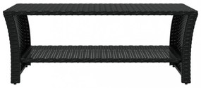 fekete polyrattan dohányzóasztal 100 x 50 x 40 cm
