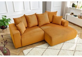 Okkersárga bársony sarokkanapé Enjoy – Bobochic Paris