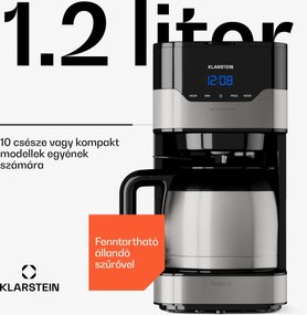 Klarstein Arabica 1.2, kávéfőző, 1.2 l, EasyTouch Control, ezüst/fekete