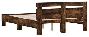 füstös tölgy színű szerelt fa ágykeret fejtámlával 120x190 cm
