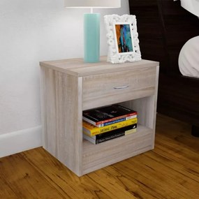 242546  Nightstand 2 pcs with Drawer Oak Colour