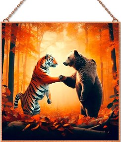 A tigris és a medve üvegkép, falikép