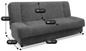 Sofa PIANO Sztruksowa Ciemnoszara