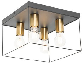 Minimalista mennyezeti lámpa fekete arannyal 4-lámpás négyzet alakú - Kodi