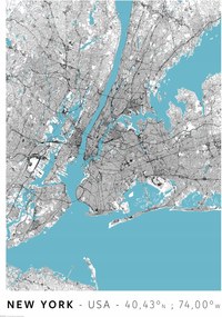 New York várostérkép poszter A2 42x59,4 cm