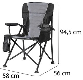 Leziter Premium fűthető karfás horgász szék pohártartóval szürke