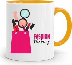 Sárga Bögre Kozmetikusnak Fashion Make Up fényképes nyomtatással