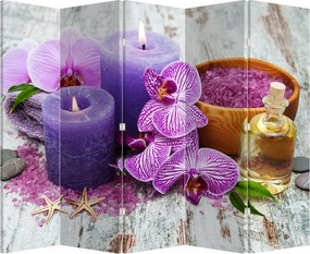 Paraván - Orchideák és gyertyák (210x170 cm)