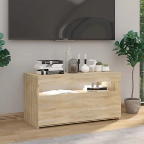 sonoma tölgy színű TV-szekrény LED-világítással 75 x 35 x 40 cm