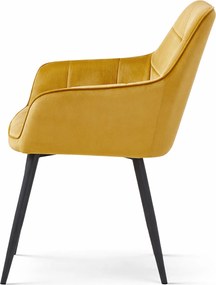 Étkezőszék VARSI VELVET fekete lábakkal, mustárszínű