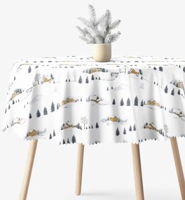 Goldea kör alakú teflonos terítő - téli táj Ø 130 cm